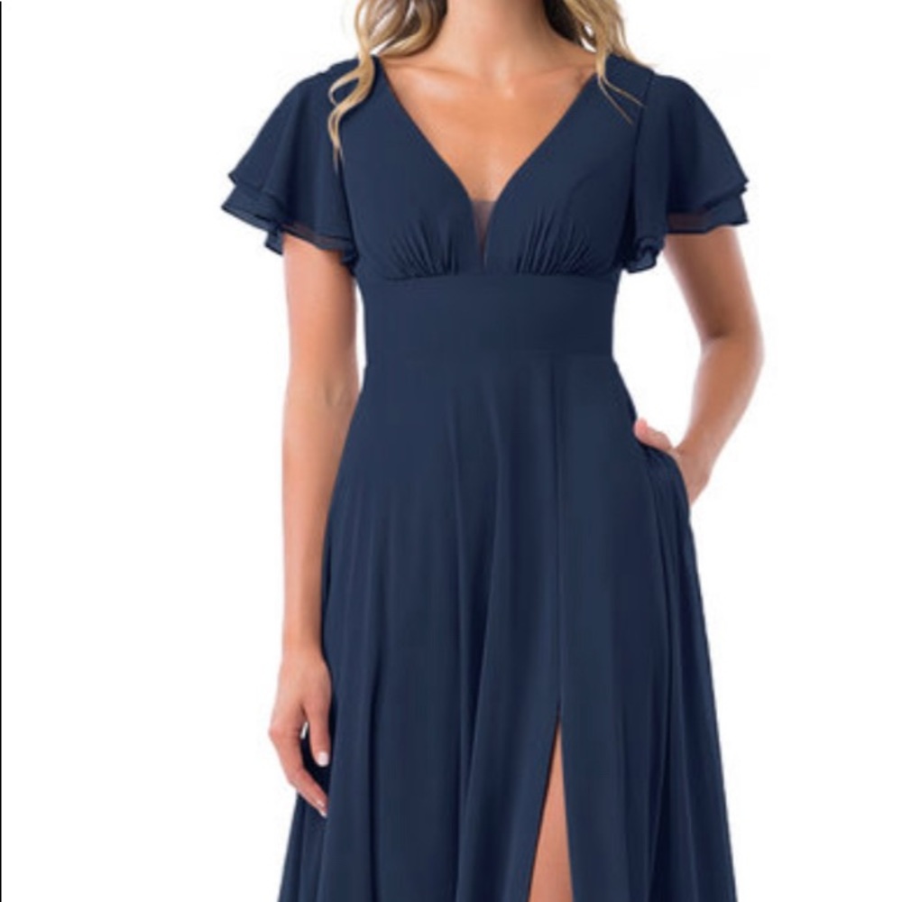 Azazie Ashika Bridesmaid Dress Dark Navy